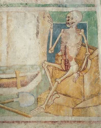 La danza de la muerte: Muerte junto a la tumba abierta, 1490